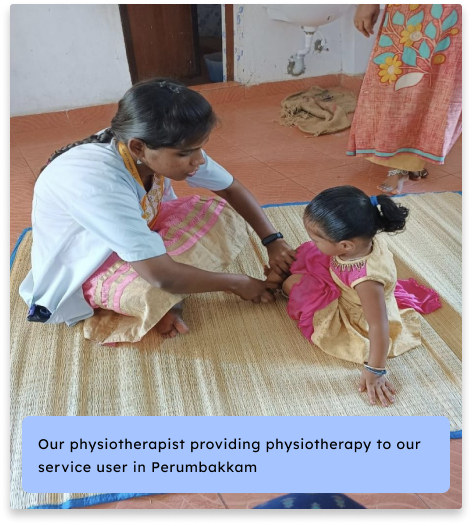 Our physiotherapist on visit to Kunnavakkam Village, Thirukazhukundram Block, Chengalpet District